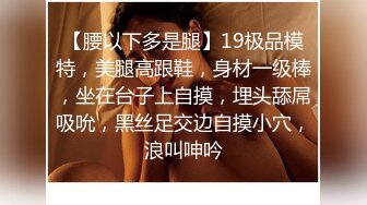 【腰以下多是腿】19极品模特，美腿高跟鞋，身材一级棒，坐在台子上自摸，埋头舔屌吸吮，黑丝足交边自摸小穴，浪叫呻吟