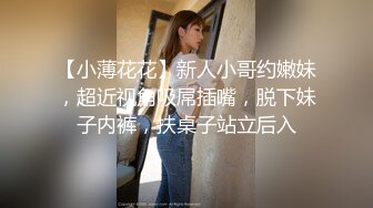 【小薄花花】新人小哥约嫩妹，超近视角吸屌插嘴，脱下妹子内裤，扶桌子站立后入